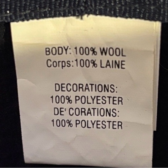 90s WOOL FELT NAVY CLOCHE HAT W GROSGRAIN RIBBON & NAVY BUCKLE RETRO WHMISY 8" - Picture 7 of 7